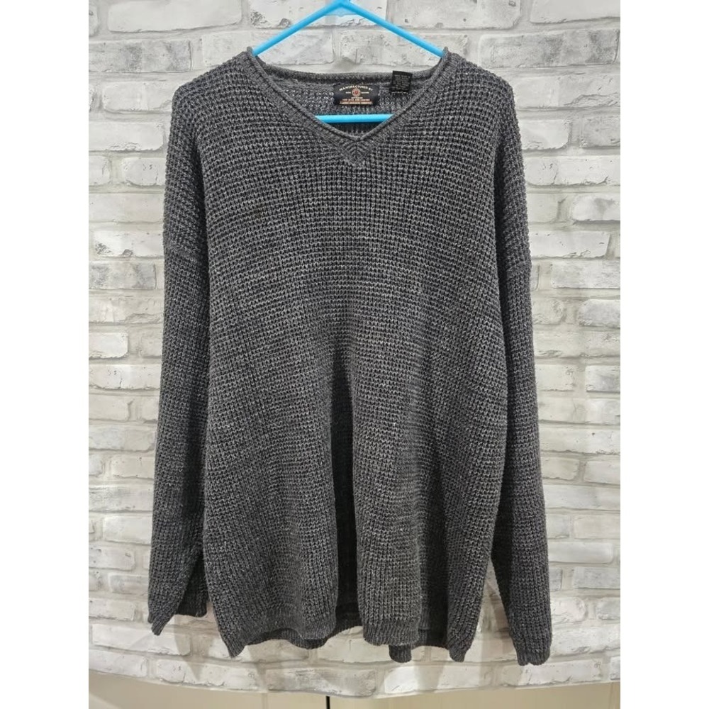 American Eagle‎ Sz L Unisex Outfitters Charcoal Grey V Neck Long Sleeve Sweater